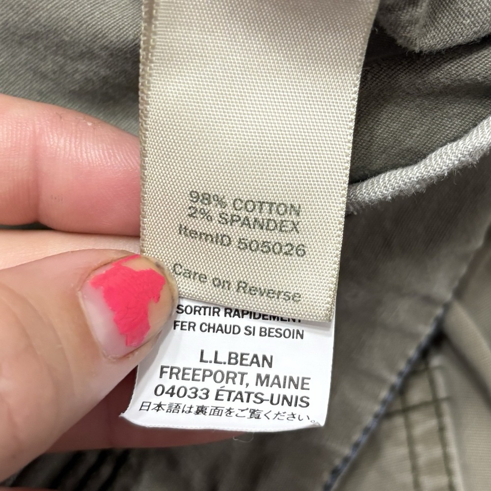 L.L. Bean Favorite Fit Cargo Pants Women's 16 Dusty Olive Canvas Utility - Picture 12 of 15